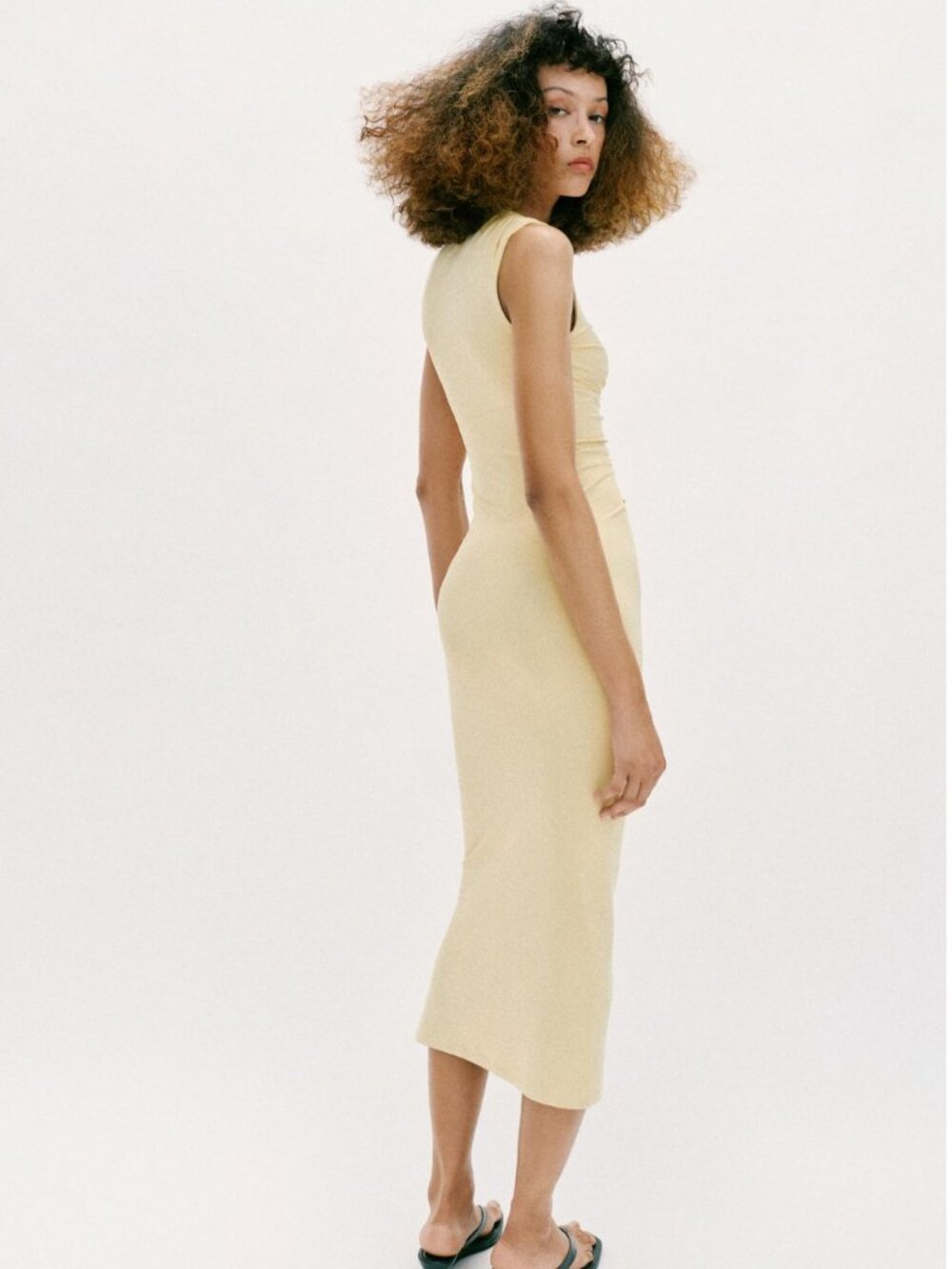 Zara Black Draped Asymmetric Ruched Midi Dress S NWT - Picture 6 of 16
